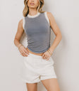 Lilah Reverse Seam Tank in Indigo