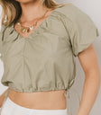 V- NECKLINE ON GREEN CROPED TOP