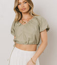 GREEN PUFF SLEEVED BLOUSE