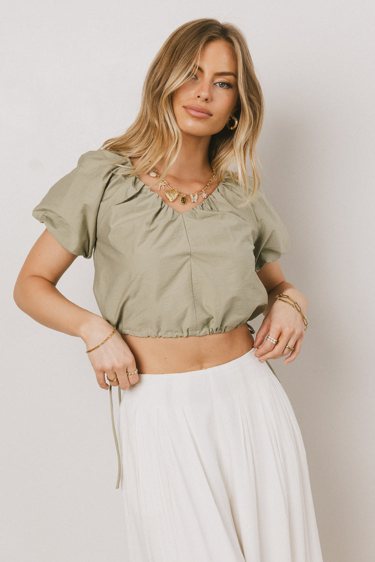 GREEN CROP TOP