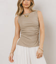 Ribbed top in taupe
