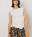 SIDE RUCHED ON CREAM TOP