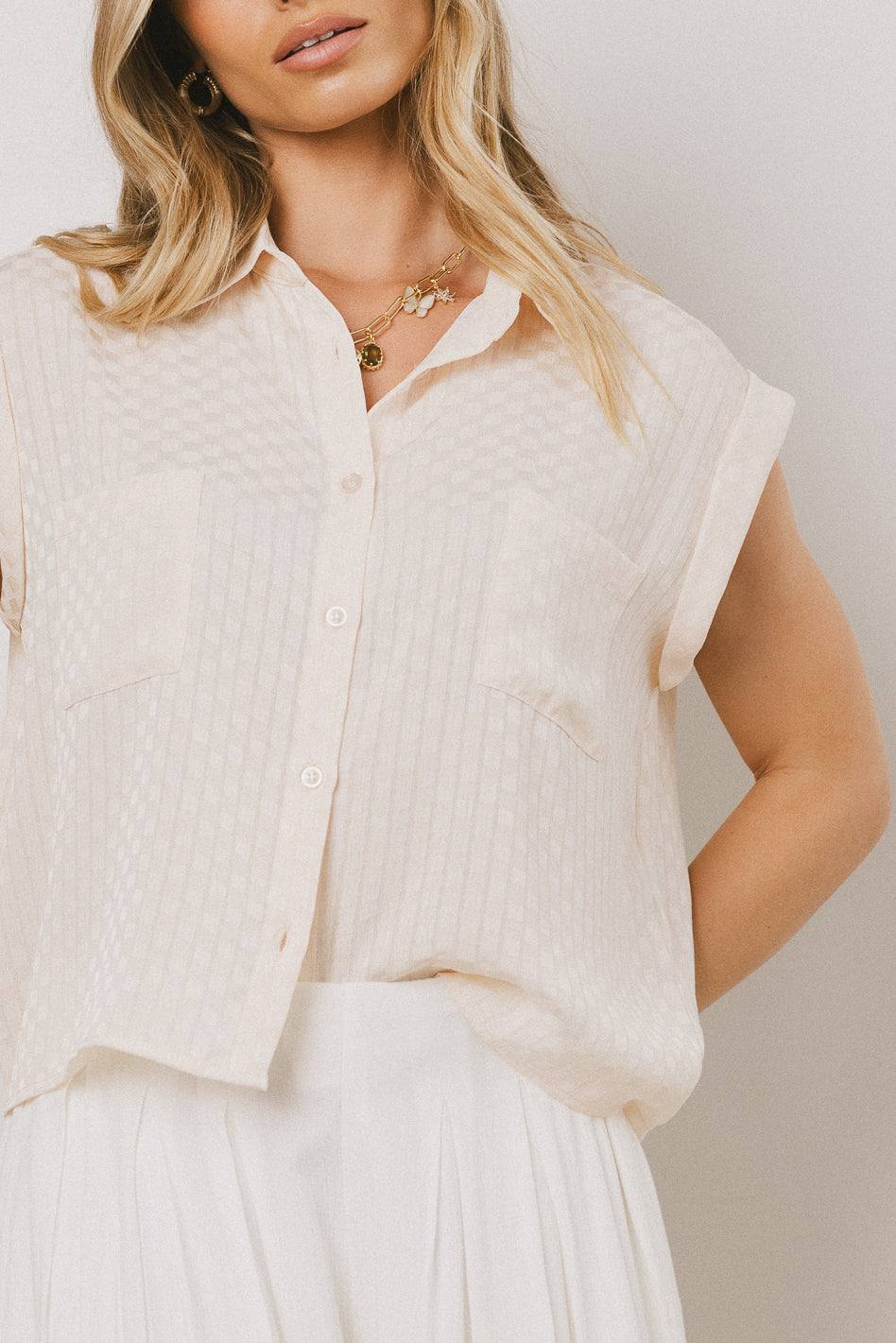 short sleeve checkered top