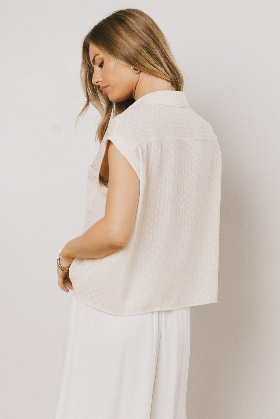 collared button up in cream
