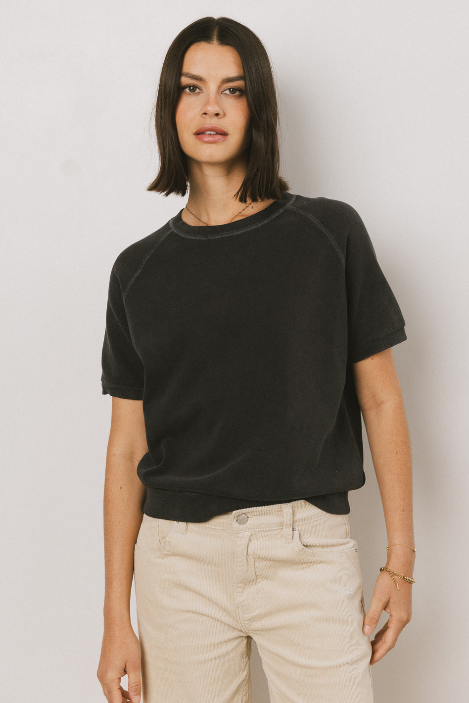high neck basic top in black