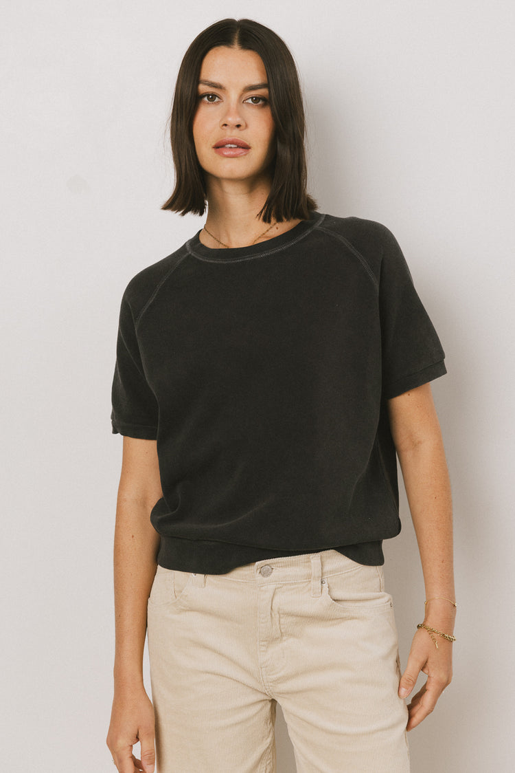 high neck basic top in black