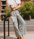 blue and cream striped jeans