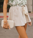 knit beige shorts