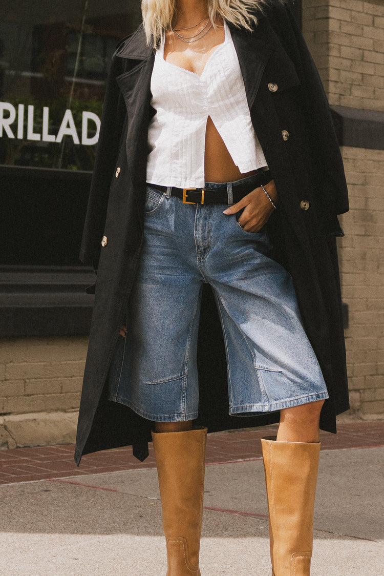 denim barrel shorts