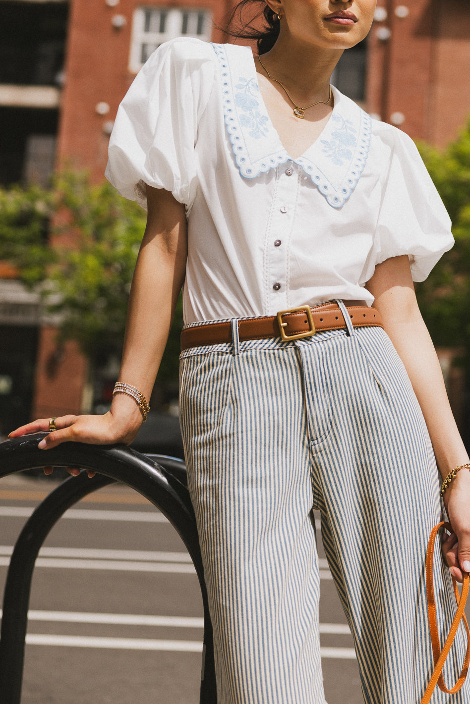 Lara Embroidered Blouse in Off White