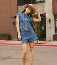 denim ruffle set