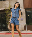 denim ruffle set