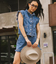 ruffle denim vest