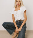 cropped white top