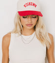 red and white America hat