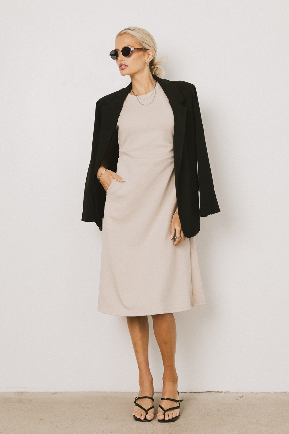 Kyra Midi Dress in Khaki