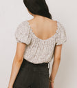 DEEP BACK ON PRINTED BLUSE