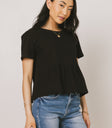 black pleated top