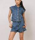 button front denim vest