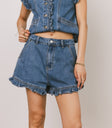 ruffle denim shorts