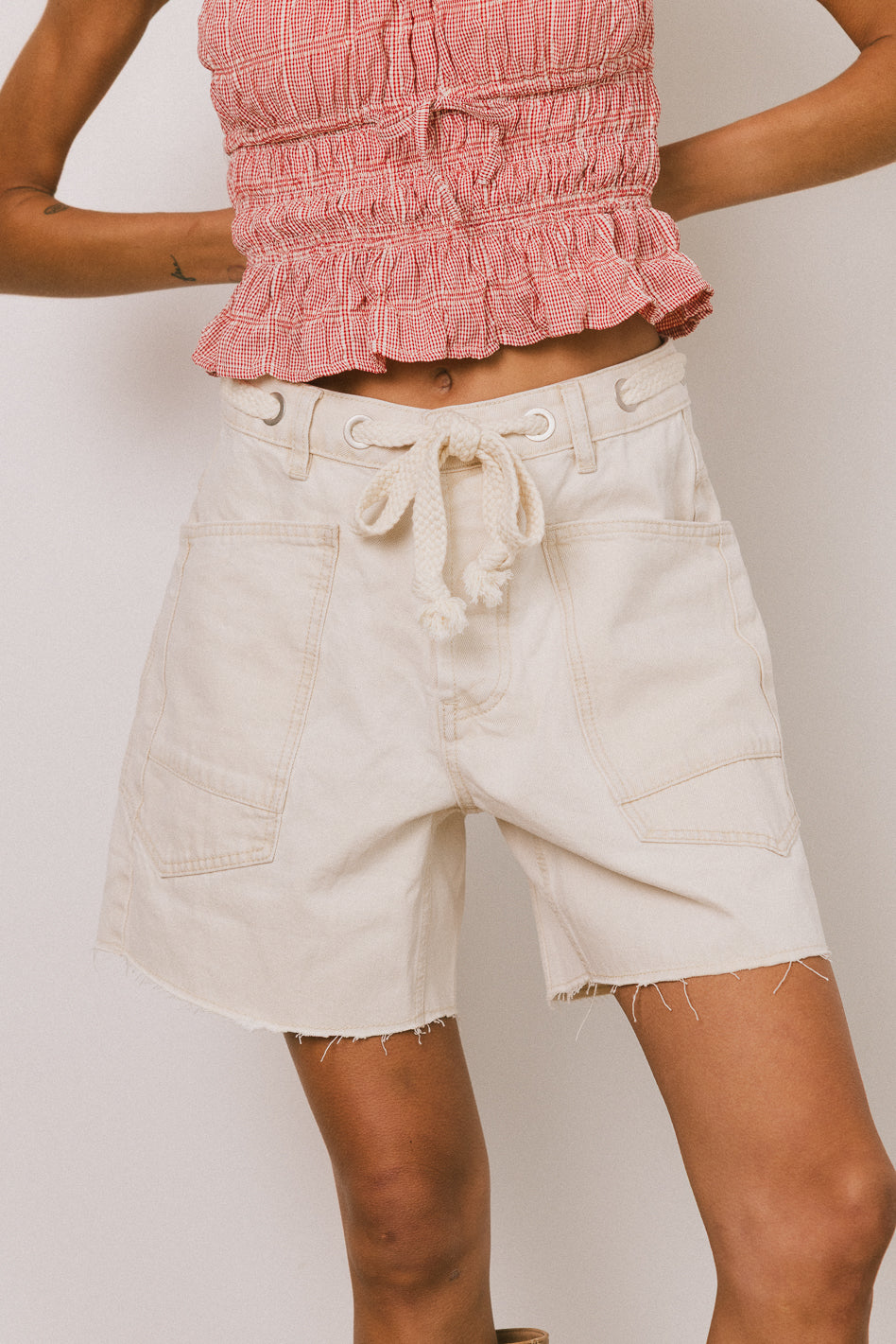 Finneas Denim Shorts in Cream