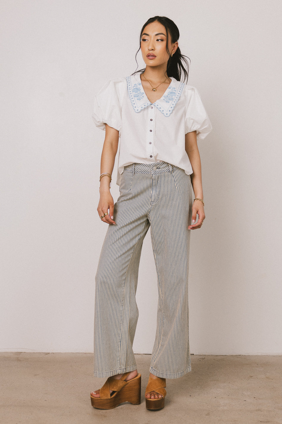 Lara Embroidered Blouse in Off White