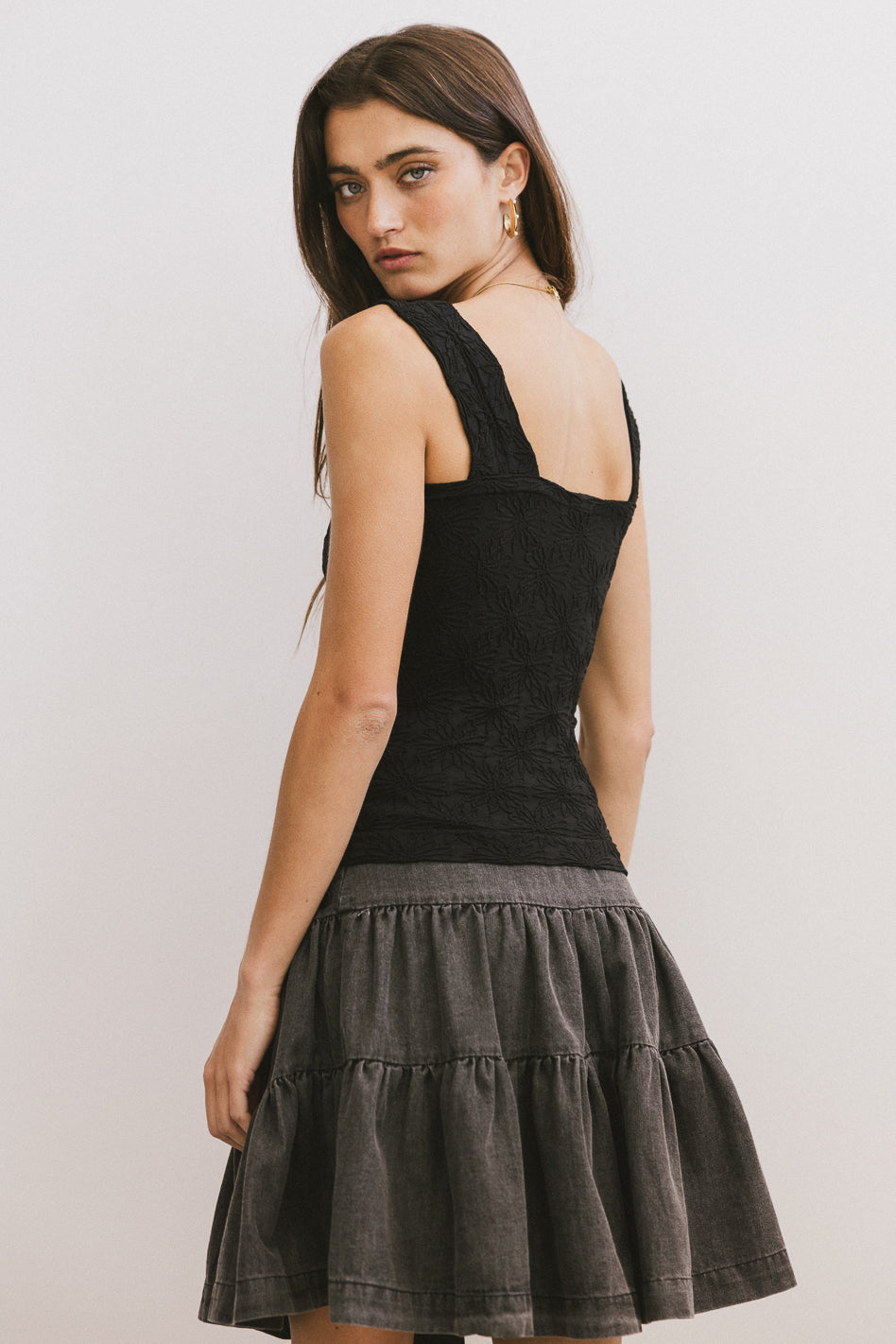 Skyler Tiered Mini Skirt in Black