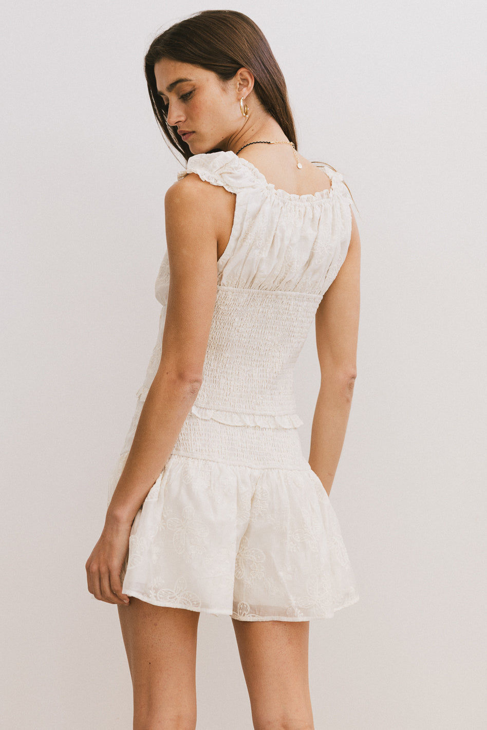 smocked back shorts