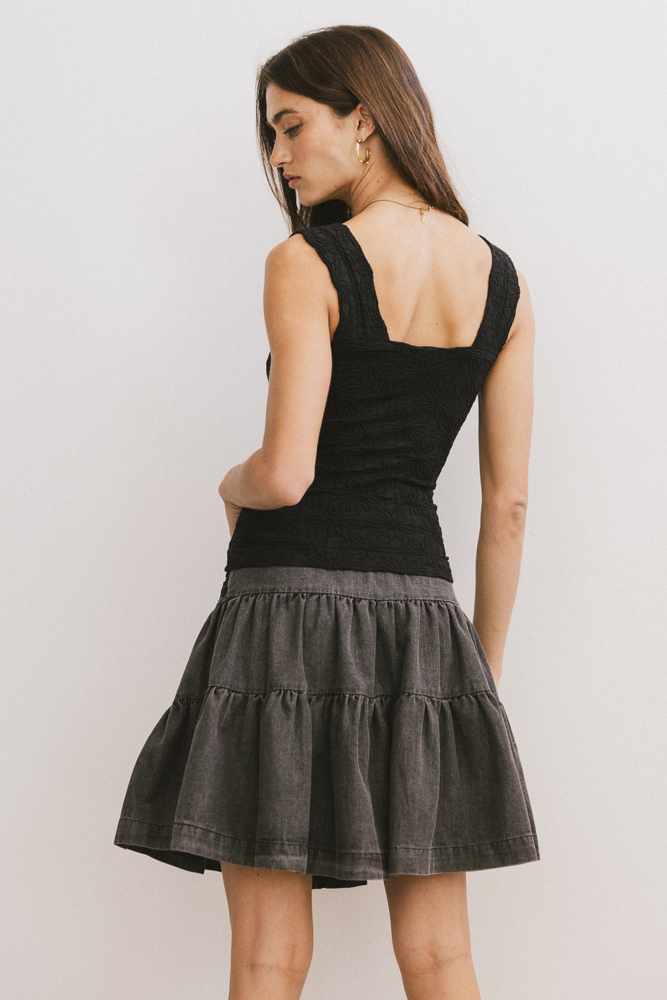 Skyler Tiered Mini Skirt in Black