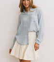 light wash denim button up