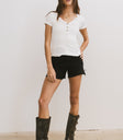 Henley Top in White