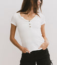Henley Top in White