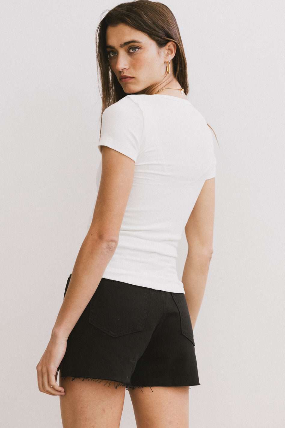 Henley Top in White