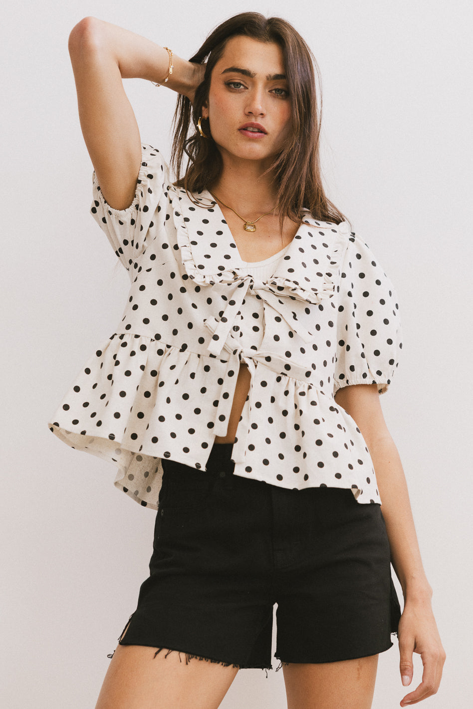 collared peplum top