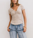 Henley Top in Taupe