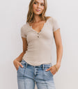 Henley Top in Taupe