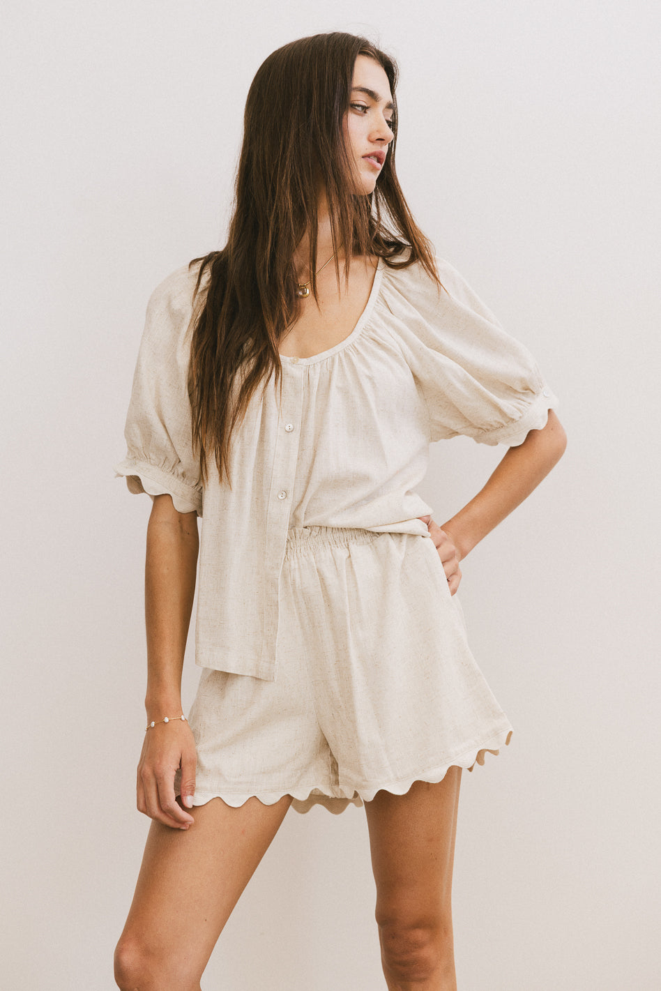Scalloped Top in Oatmeal
