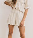Scalloped Shorts in Oatmeal
