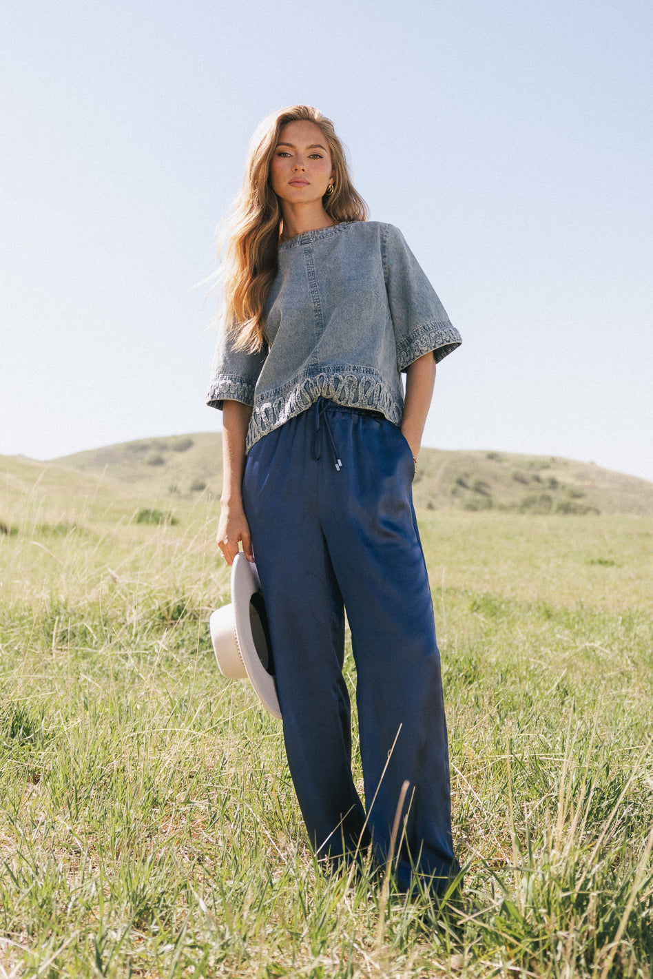 Jana Light Wash Denim Top