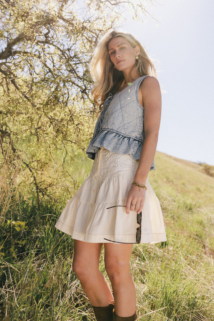 Skyler Tiered Mini Skirt in Cream
