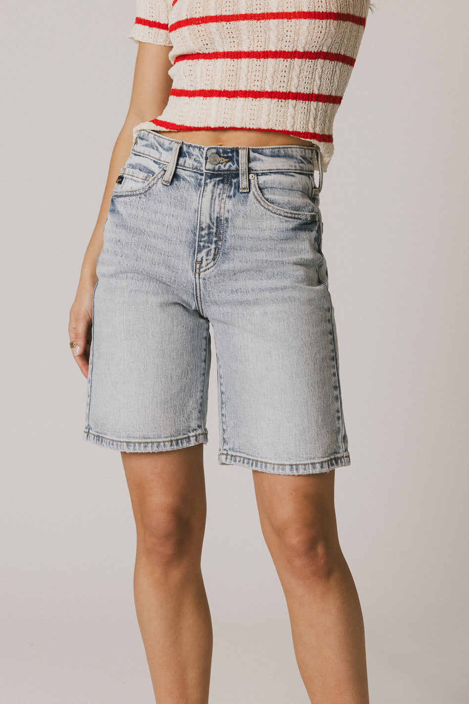 light wash bermuda shorts