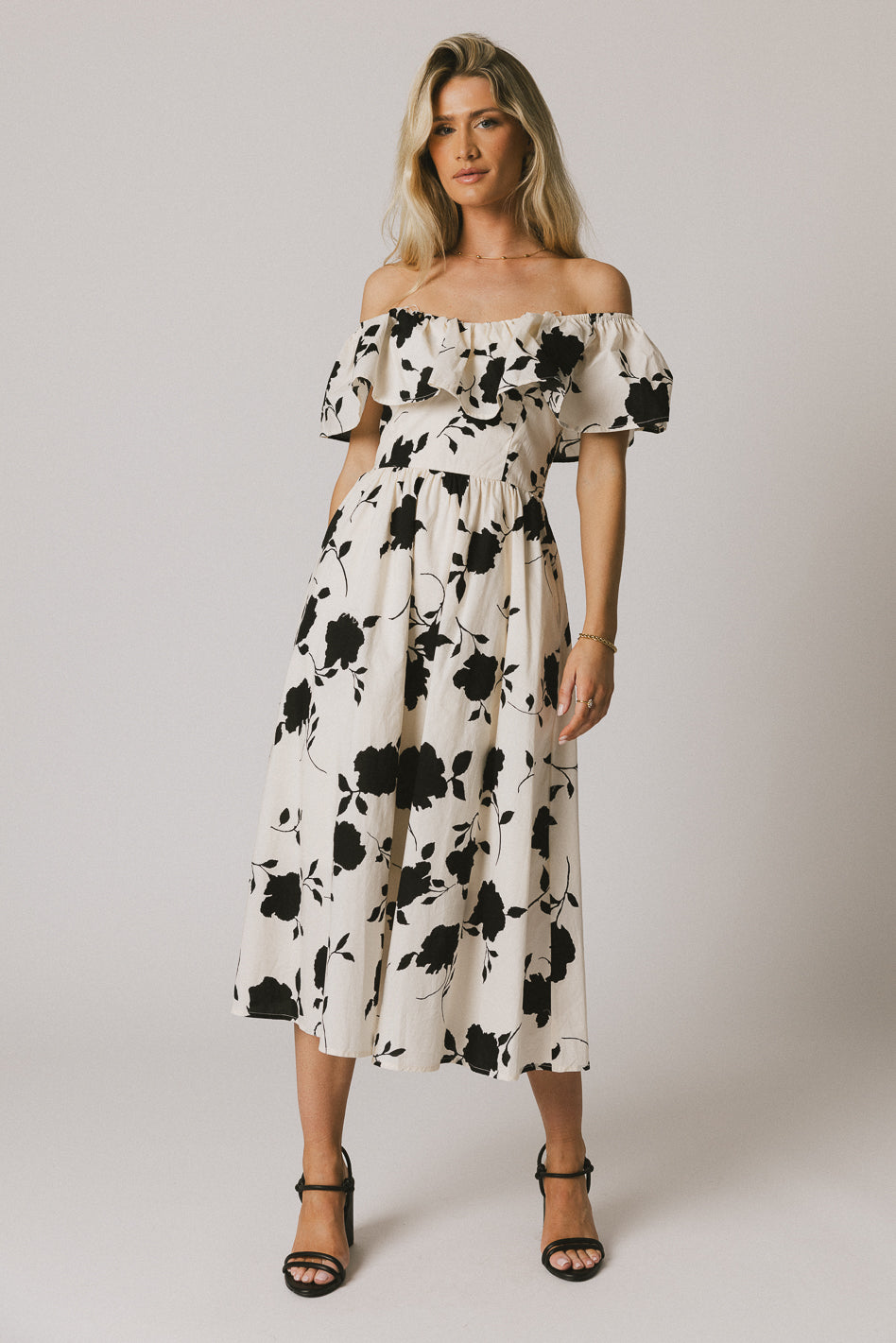 black and white sleeveless dress
