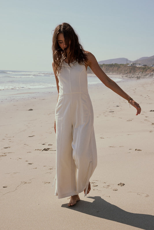 cream jumpsuit 