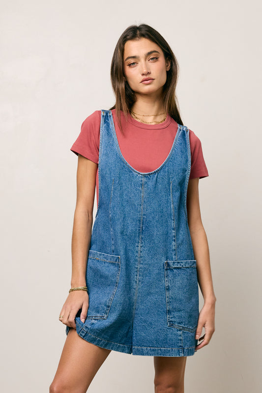 Scottie Denim Overalls in Medium Wash