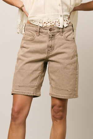 Layla Denim Shorts in Mushroom