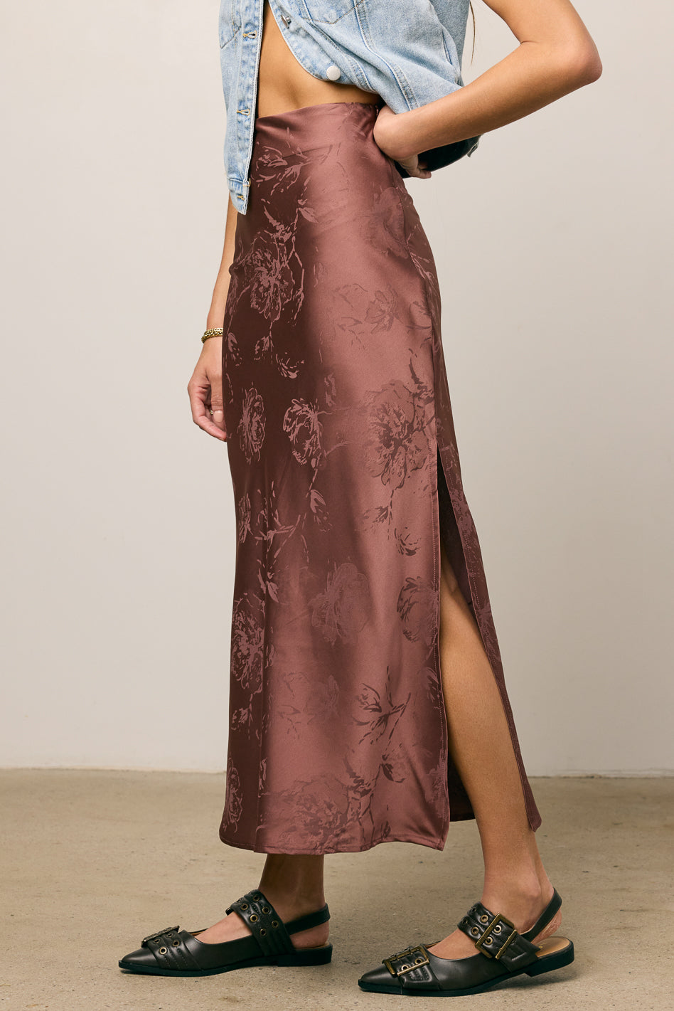 satin printed skirt