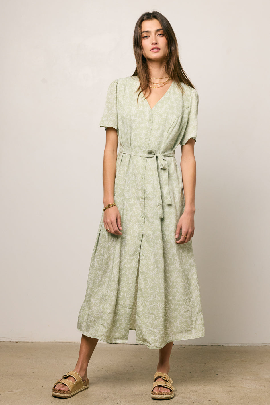 green printed dress
