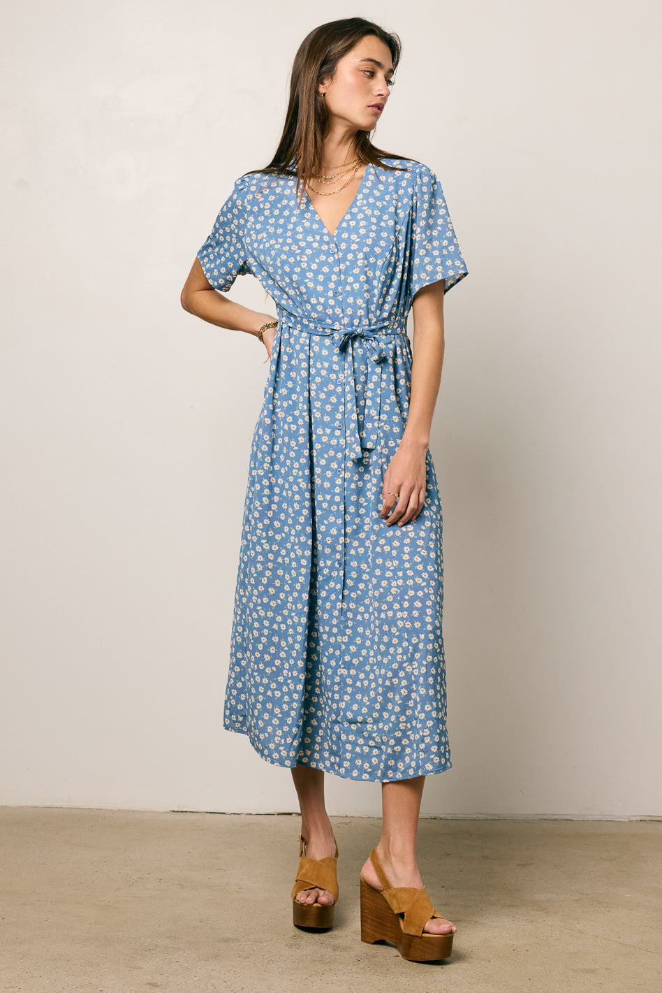 blue floral dress