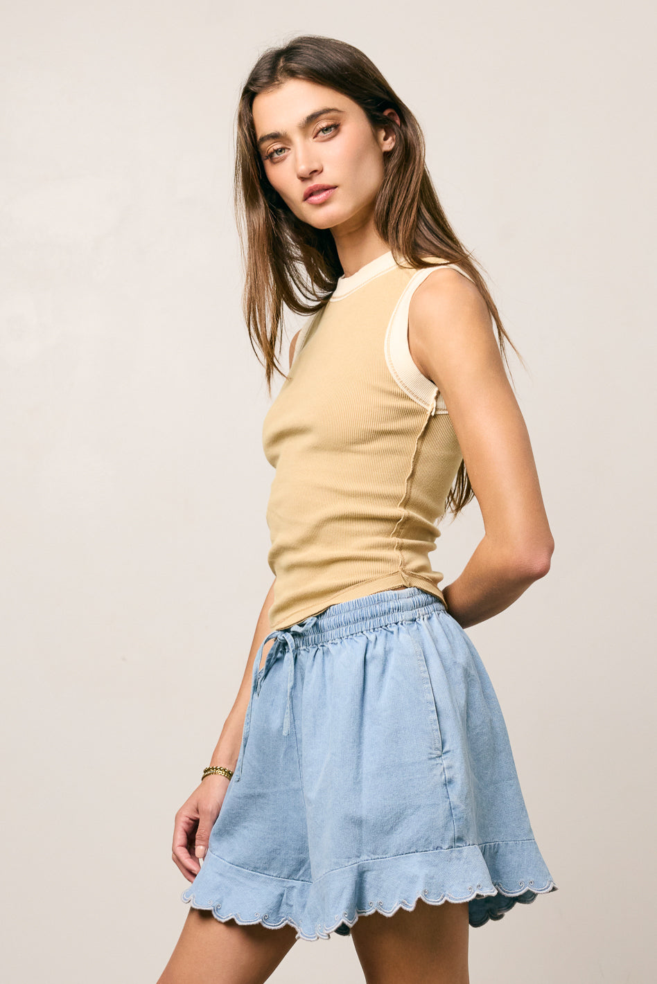 Lilah Reverse Seam Tank in Taupe