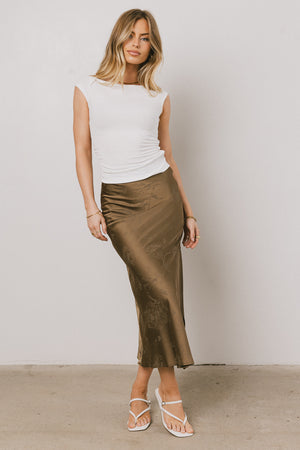 Ellie Floral Maxi Skirt in Olive